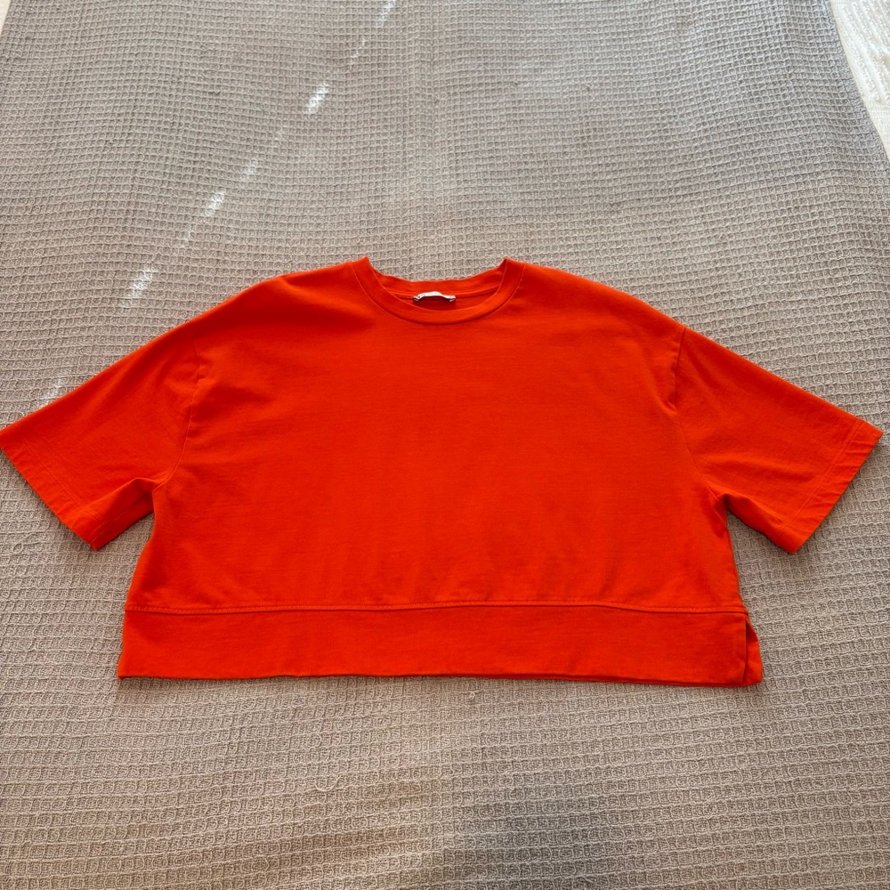 Zara Cropped Boxy Tee - Orange - Large